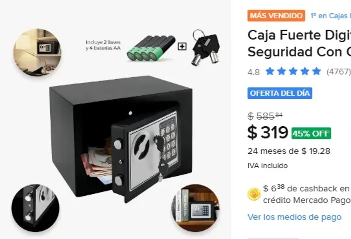 Caja Fuerte Digital De Alta Seguridad Con Código Y Llave