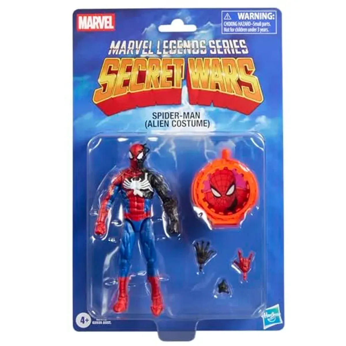 Marvel Legends Series, Secret Wars, Spider-Man (Alien Costume), Figura Retro Coleccionable de 15 cm con Escudo lenticular, Inspirada en los cómics de Marvel