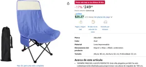 AdooAdii Silla Plegable para Camping, Silla Reclinable con Bolsillo Lateral de Almacenamiento, Silla Ultraligera Portatil de Lona Impermeable para Playa Pesca Picnic Aire Libre Jardín Viaje Senderismo