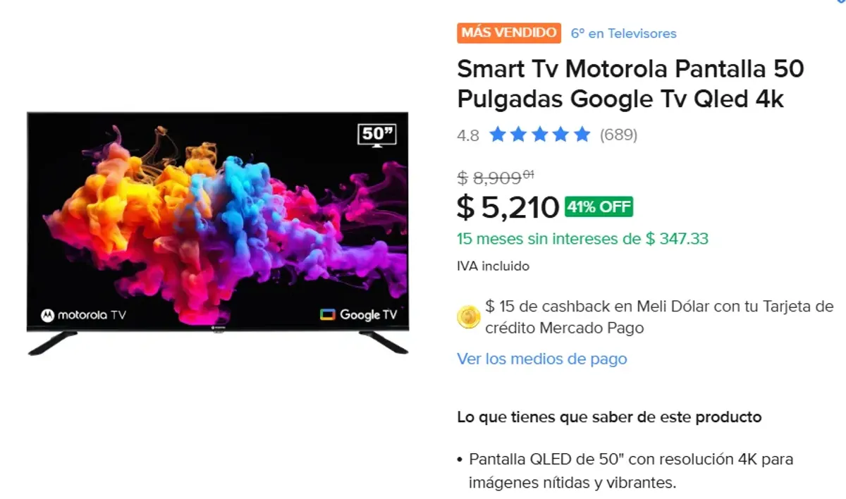 Smart Tv Motorola 50"