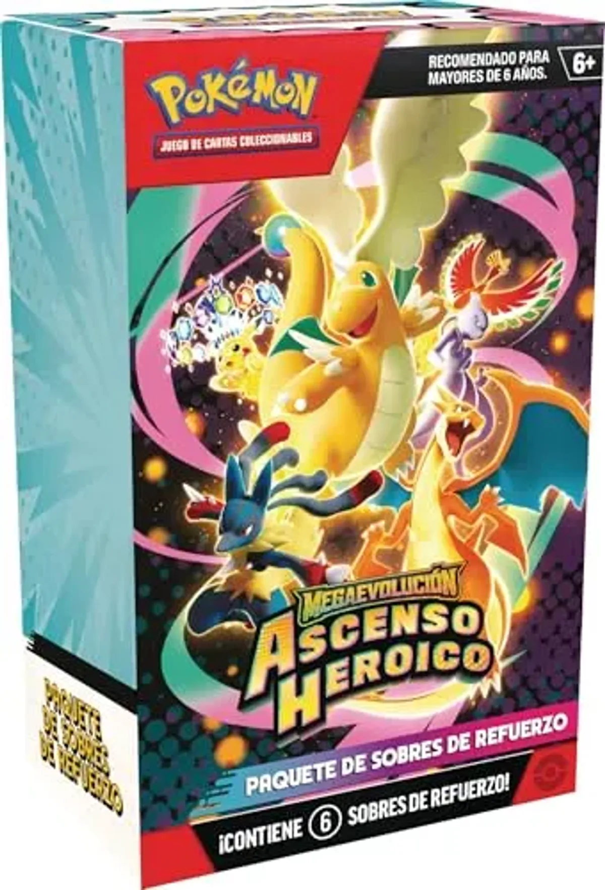 Pokémon Paquete de Sobres de Refuerzo de Megaevolución-Ascenso Heroico de JCC Producto en Español de Lationamerica