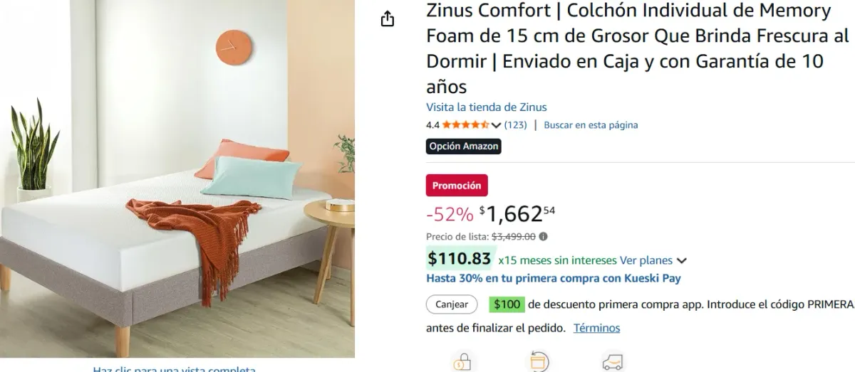 Colchón Individual de Memory Foam 