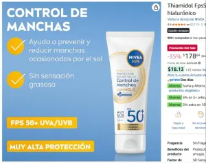 Protector Solar Facial NIVEA SUN Control De Manchas Luminous 630° Con Thiamidol Fps50+ 40Ml, con ácido hialurónico