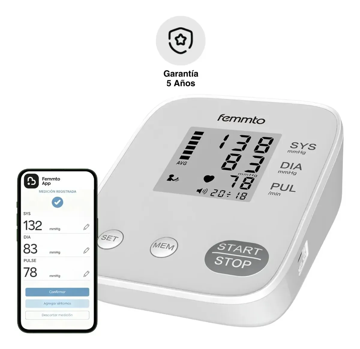 Baumanómetro Digital Brazo Medidor Presion Arterial Hogareño Casa Fácil Uso Enfermeria Automatico Femmto