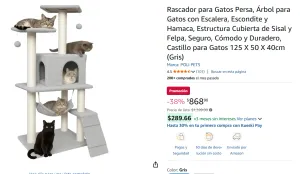 Rascador para Gatos Persa, Árbol para Gatos con Escalera, Escondite y Hamaca