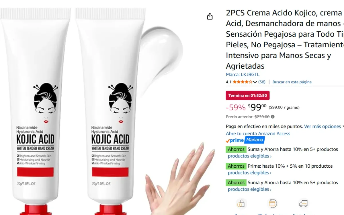 crema Desmanchadora de manos 2 pz