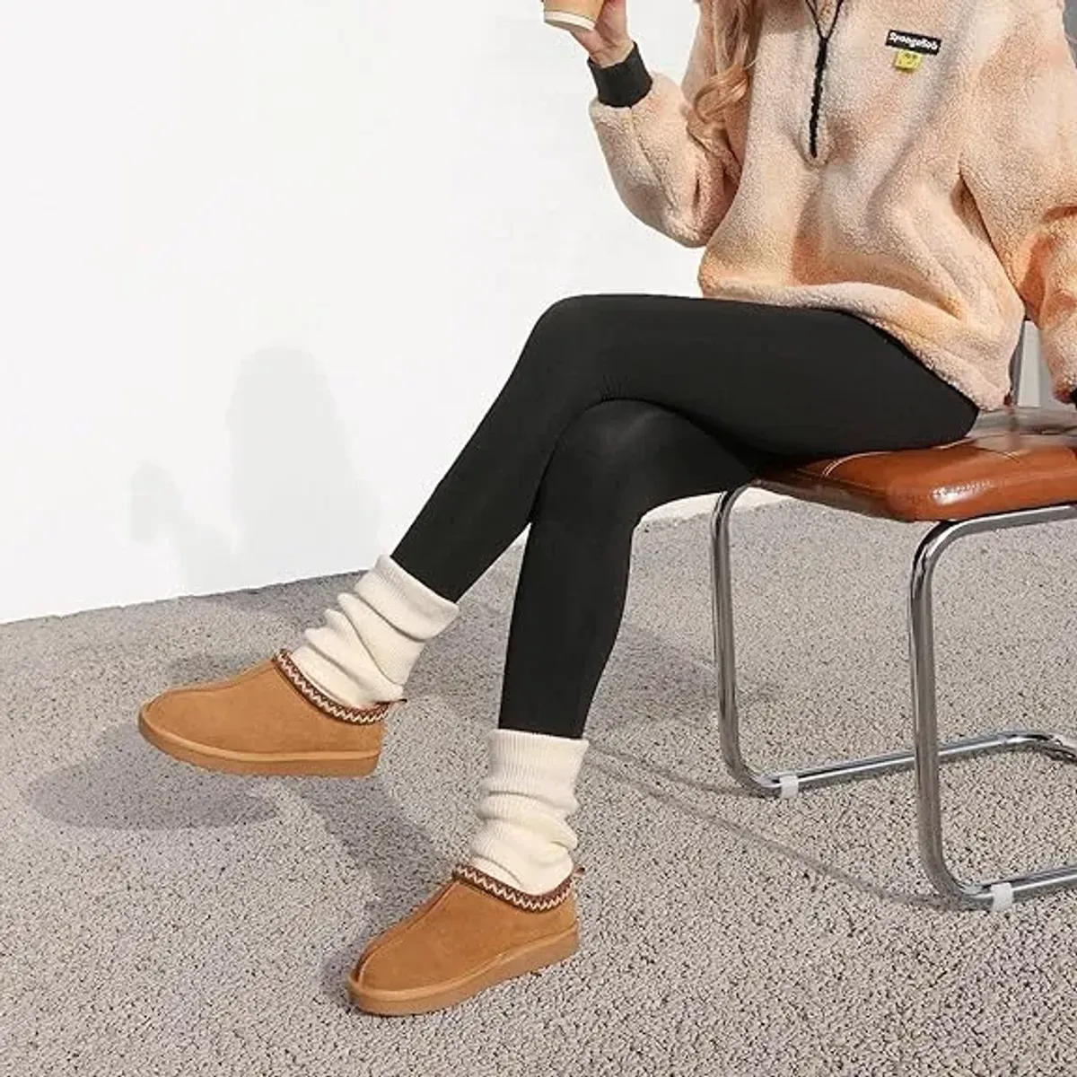 DREAM PAIRS Pantuflas de Invierno para Mujer, Zapatos Peludos para Interiores y Exteriores