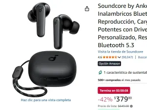 Soundcore by Anker P20i Audifonos Inalambricos Bluetooth, 30h de Reproducción, Carga Rápida, Graves Potentes con Drivers de 10mm, EQ Personalizado, Resistencia al Agua IPX5, Bluetooth 5.3