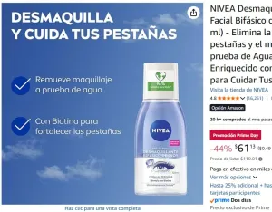 NIVEA Desmaquillante Facial Bifásico de Ojos (125 ml) - Elimina la máscara de pestañas y el maquillaje a prueba de Agua, Enriquecido con Biotina para Cuidar Tus Pestañas