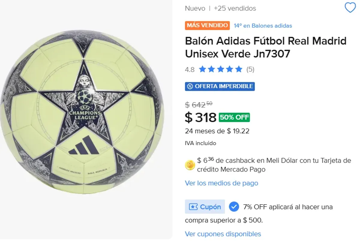 Balón Adidas Fútbol Real Madrid 