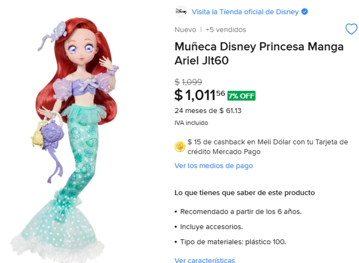 MUÑECA DE ARIEL VERSION MANGA