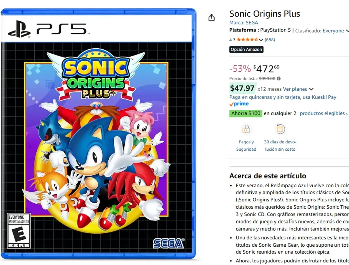 LIQUIDACIÓN DE SONIC ORIGINS PLUS