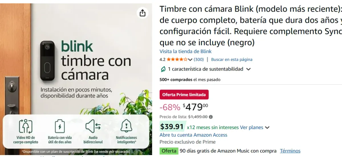 Timbre con cámara Blink 