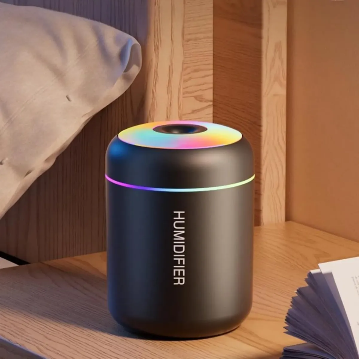Humidificadores para recámara, difusor de aroma colorido, portátil, pequeño humidificador para aromaterapia, adecuado para computadora, recámara, oficina, viajes, operación silenciosa, fácil de
