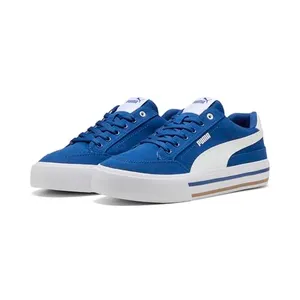 Puma, Tenis Casuales Court Classic Vulc FS, Unisex, Azul con Blanco, Talla 28