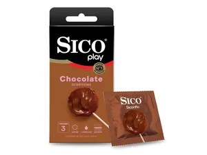 Sico Play 3 pack Condónes de látex texturizados sabor chocolate
