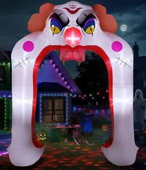 Purplecrystal Arco Inflable Halloween 3.6m Payaso LED Impermeable