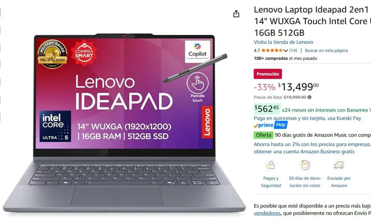 YA CAMBIA DE LAP!! APROVECHA EL 33% MENOS!! PRECIAZO!!! Lenovo Laptop Ideapad 2en1    