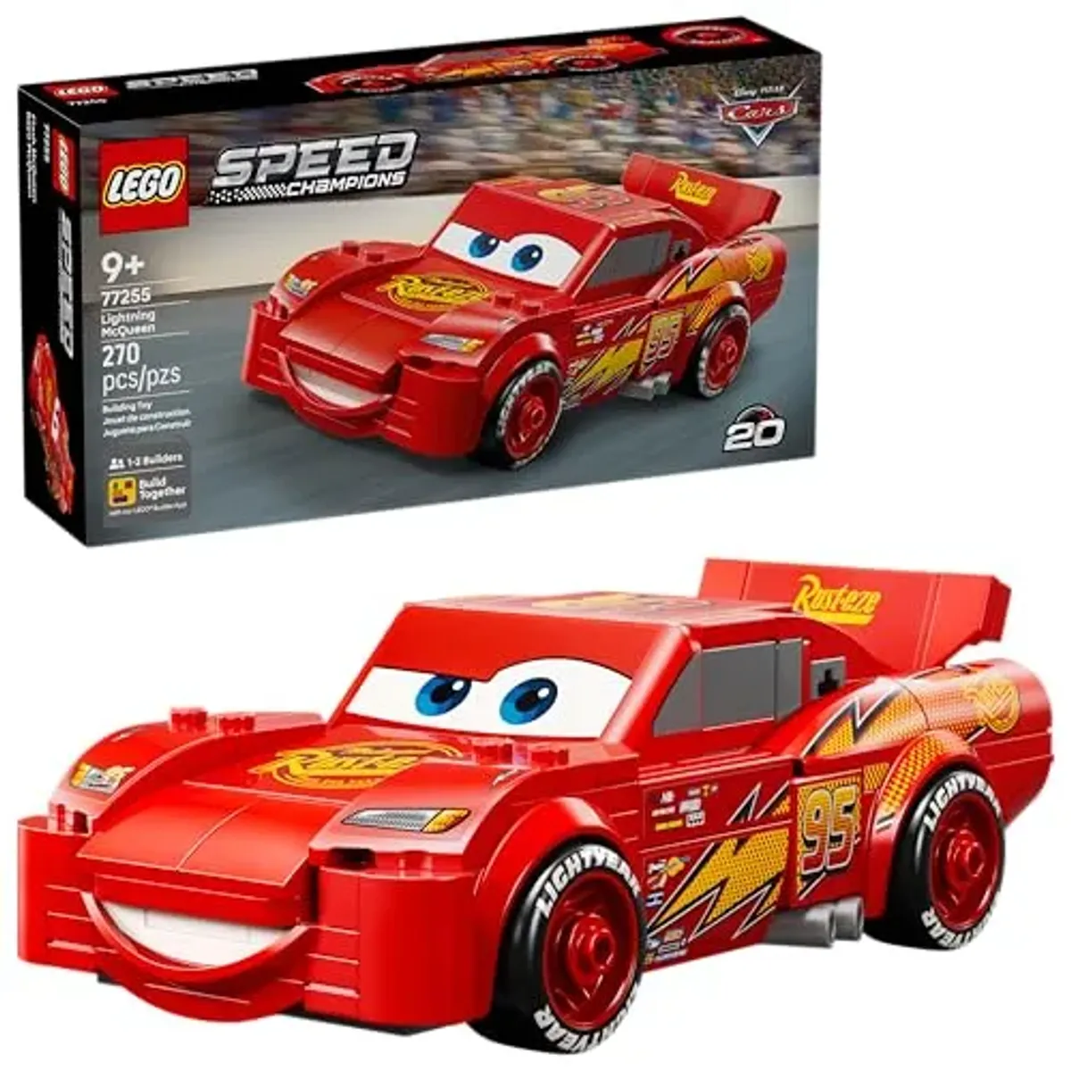 LEGO Speed Champions | Rayo Mcqueen de Cars – Película de Disney Pixar – Set de Auto Disney – Decoración – Inspirado en Cars, a Partir de 9 Años – Idea de Regalo – 77255