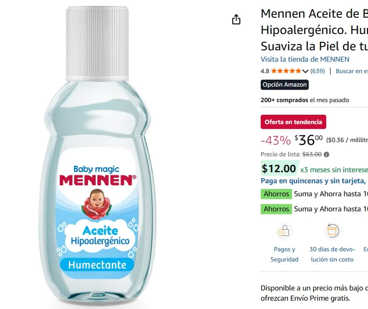 Aceite de Bebé 100 ml. Hipoalergénico