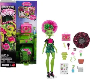 Monster High Self-Scare Secrets Venus McFlytrap - Juego de muñecas y Accesorios con 13 sorpresas realistas como Productos para el Cuidado del Cabello, capó y Plantas