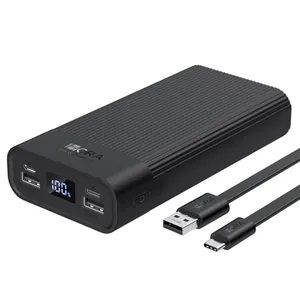 1 Hora Power Bank 20000mAh, Bateria Portatil con 30CM Cable USB C y 4 Puertos, Banco de Energía Batería Portátil Pantalla Digital, Compatible con iPhone 17 16 15 iPad Samsung Xiaomi