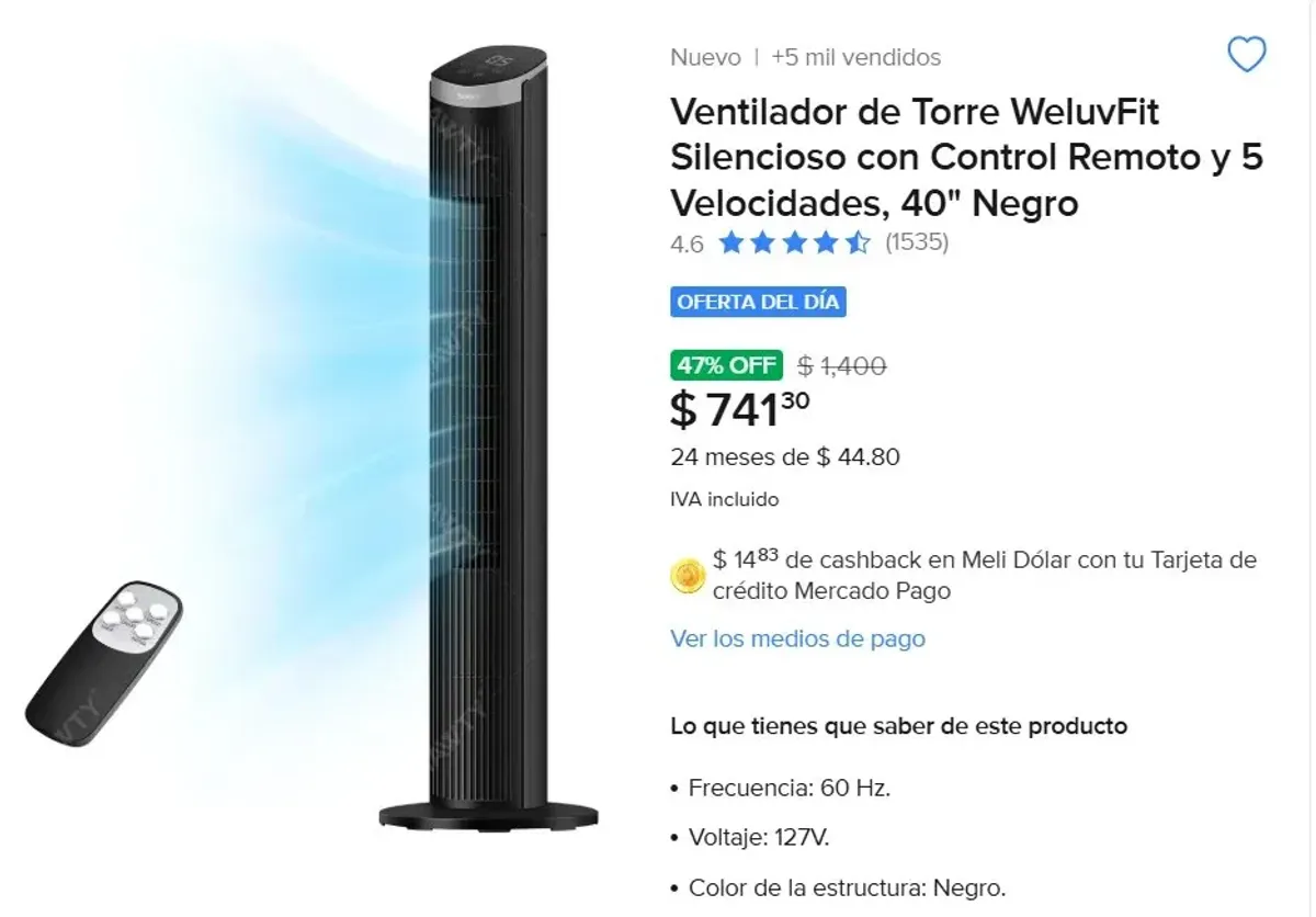 PREPARATE PARA EL CALOR DE VERANO!!! A SOLO $741!!! Y BAJA MAS CON CUPONES!! Ventilador de Torre    