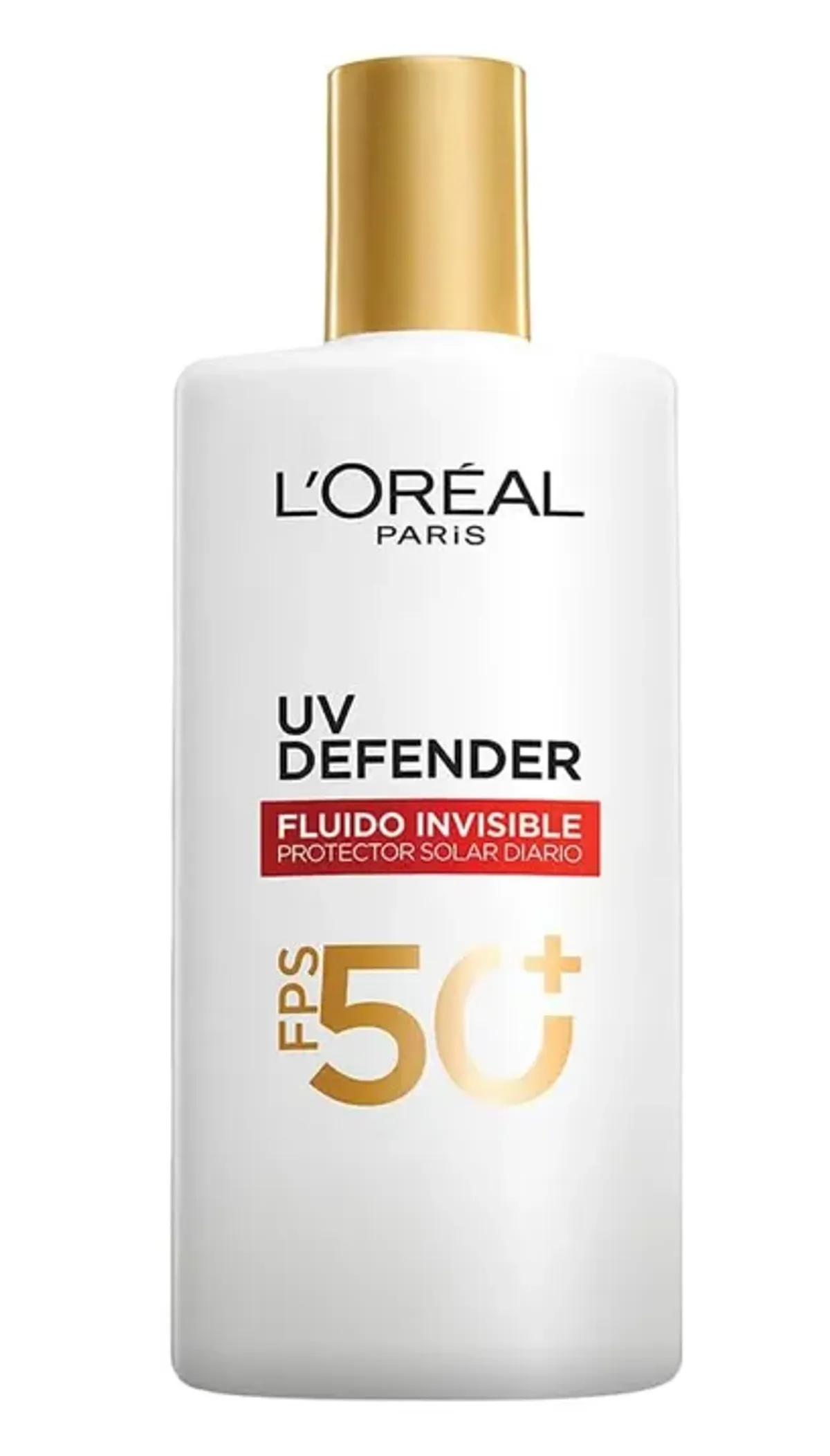 L'Oréal Paris, Protector Solar Diario FPS50+ UV Defender Fluido Invisible con ácido hialurónico, hidrata, previene líneas de expresión y protege de rayos UV, 40ml