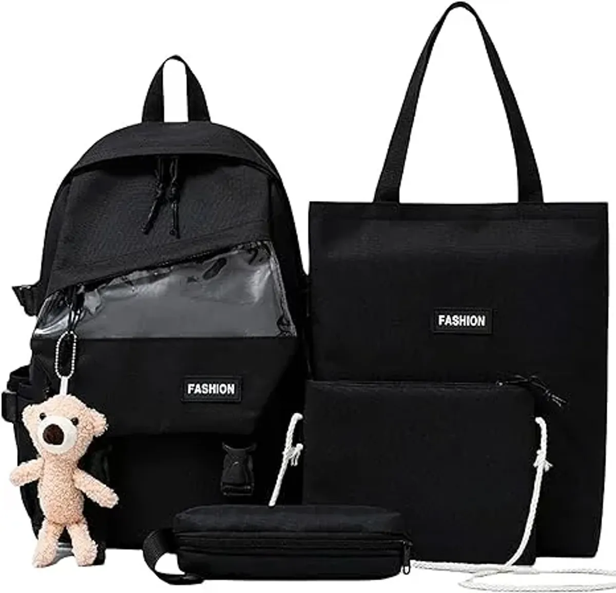 SHVE SHENDY VENDY Mochila Kawaii 4 Piezas,Mochila de Lona Estudiante de Gran Capacidad,Mochila Kawaii,Mochila de Viaje para Niñas Adolescentes Mujeres