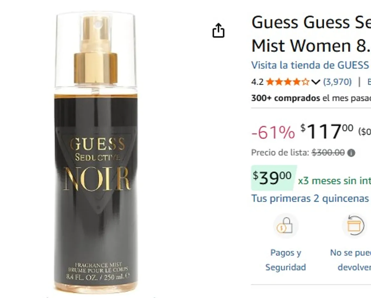 Guess Guess Seductive Noir Fragrance Mist Women 8.4 oz