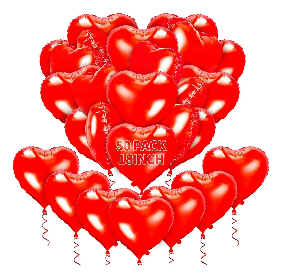 50 Globos Corazón Rojo Amor 18 Pulg Fiestas Valentín Decora Rojo Corazón Rojo