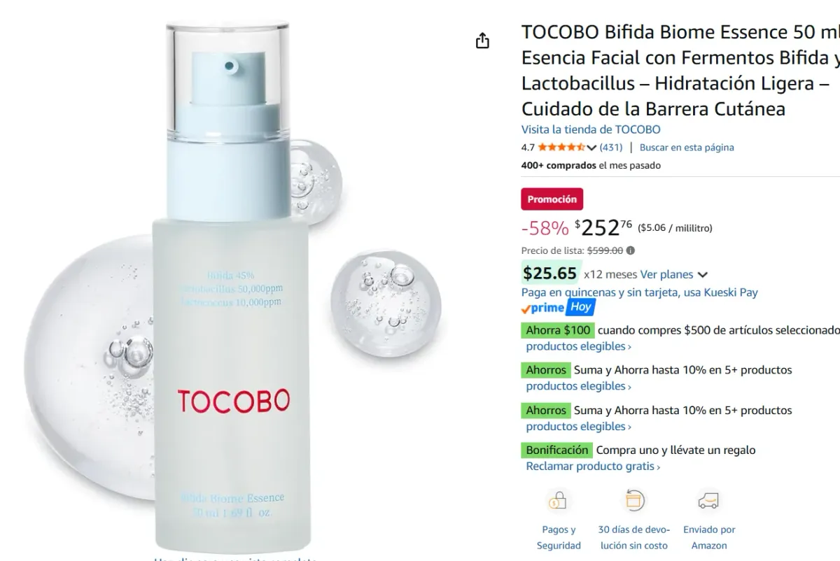 Esencia Facial con Fermentos Bifida y Lactobacillus 