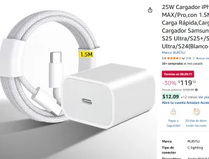 Cargador iPhone 15 16 17 18 Carga Rápida,