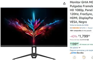 Monitor GHIA MG2725 27 Pulgadas Frameless, Full HD 1080p, Panel IPS, 120Hz, FreeSync, 4ms, HDMI, DisplayPort y VGA, VESA, Negro