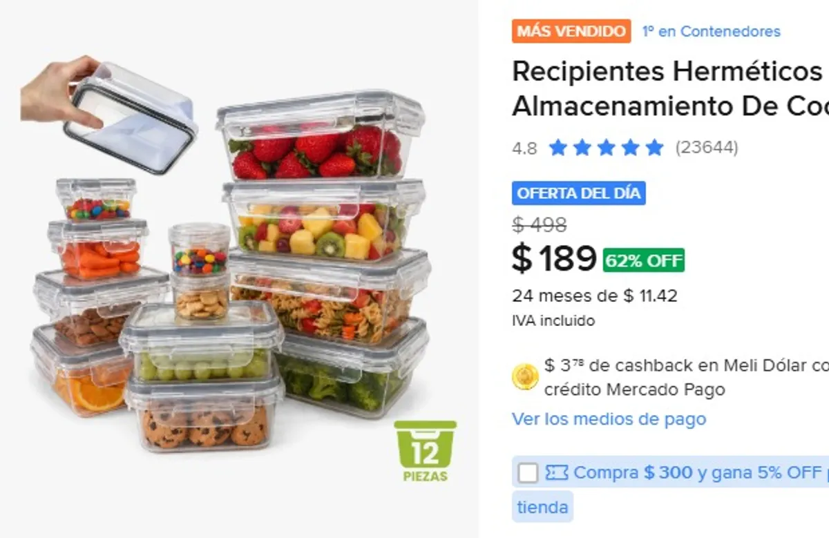 Recipientes Herméticos De Almacenamiento De Cocina 12 Pz