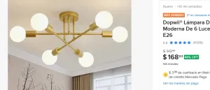 Dopwii® Lámpara De Techo Moderna De 6 Luces Oro E26