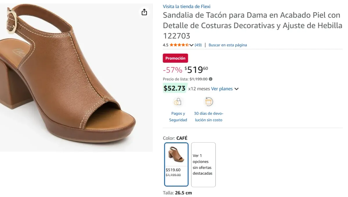 Sandalia de Tacón para Dama 