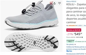 KOLILI - Zapatos de agua elegantes para mujer, tenis para caminar con soporte de arco, lo mejor para deportes acuáticos, viajes y caminar