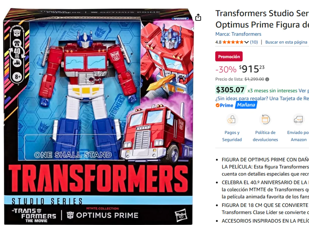 OPTIMUS CLASE LÍDER VENDIDO POR AMAZON MX