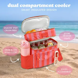 Fit & Fresh Sidekick - Bolsa enfriadora aislada con Doble Compartimento a Prueba de Fugas, Cuerpo Cruzado pequeño, 15 latas para Playa