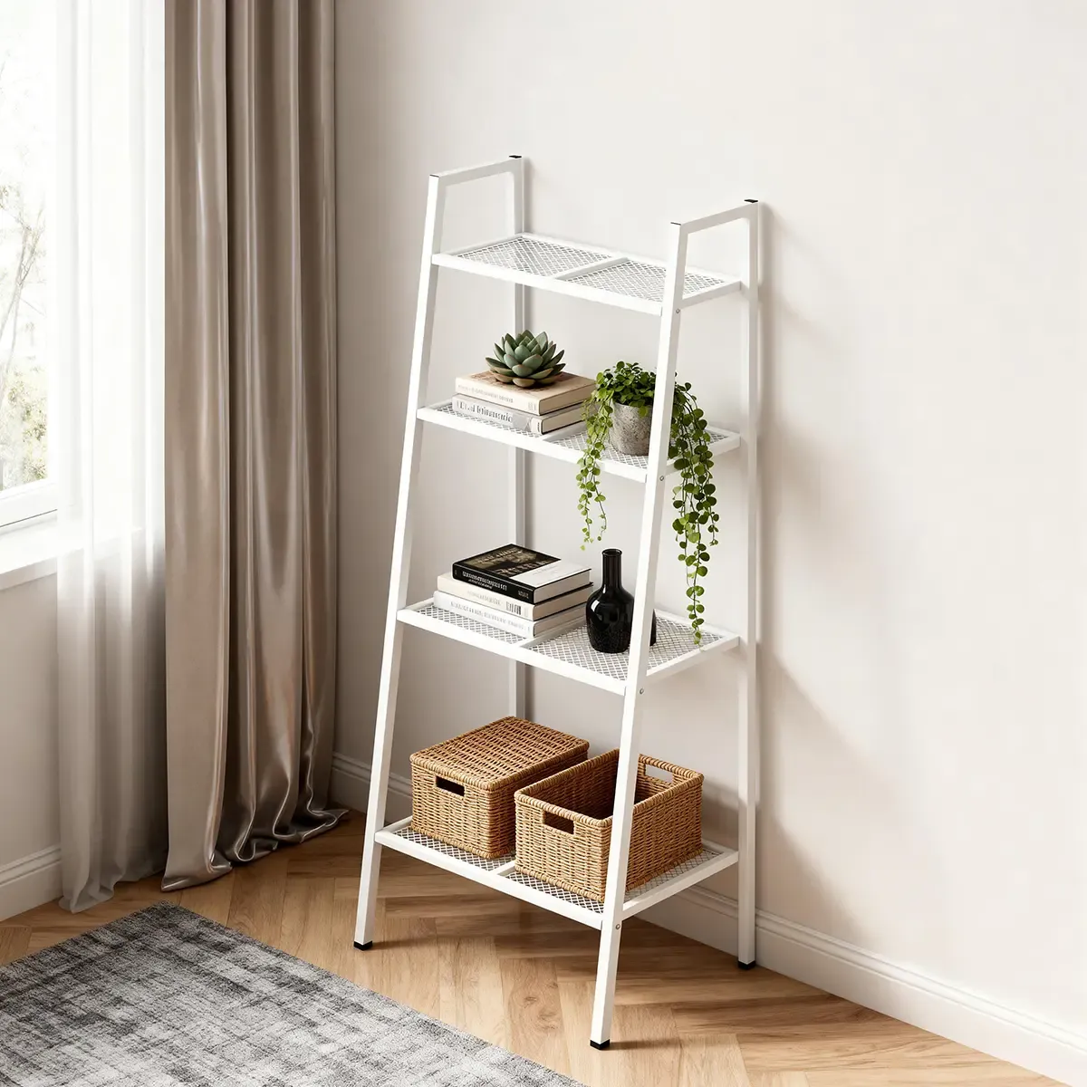 Estantería Blanca SONHEO SH-BLANCO 4 Niveles Hierro Ajustable 60x35x150 cm