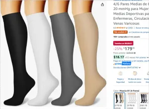 4/6 Pares Medias de Compresión 15-20 mmHg para Mujer y Hombre | Medias Deportivas para Running, Enfermeras, Circulación Sanguínea y Venas Varicosas