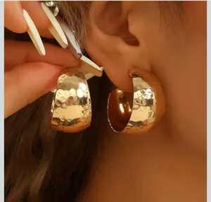 arete de aro de oro para mujer, accesorios de moda, aretes ligeros de acero inoxidable, aros gruesos, joyería para mujer