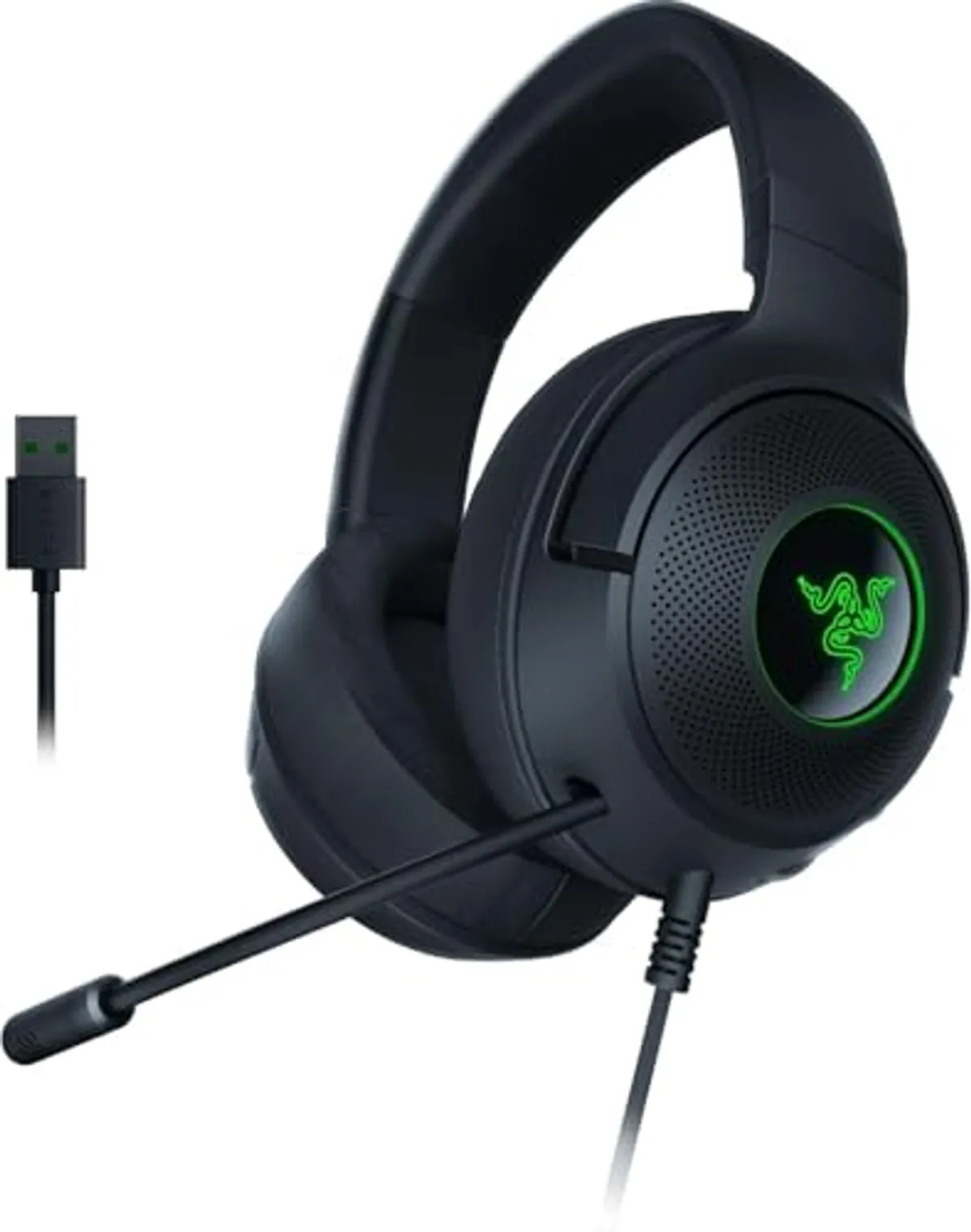 Razer Kraken V3 X - Auriculares para Juegos con cableado: Sonido Envolvente 7.1 - Controladores Triforce de 40 mm - Micrófono cardioide Plegable HyperClear - Iluminación Chroma RGB - para PC - Negro