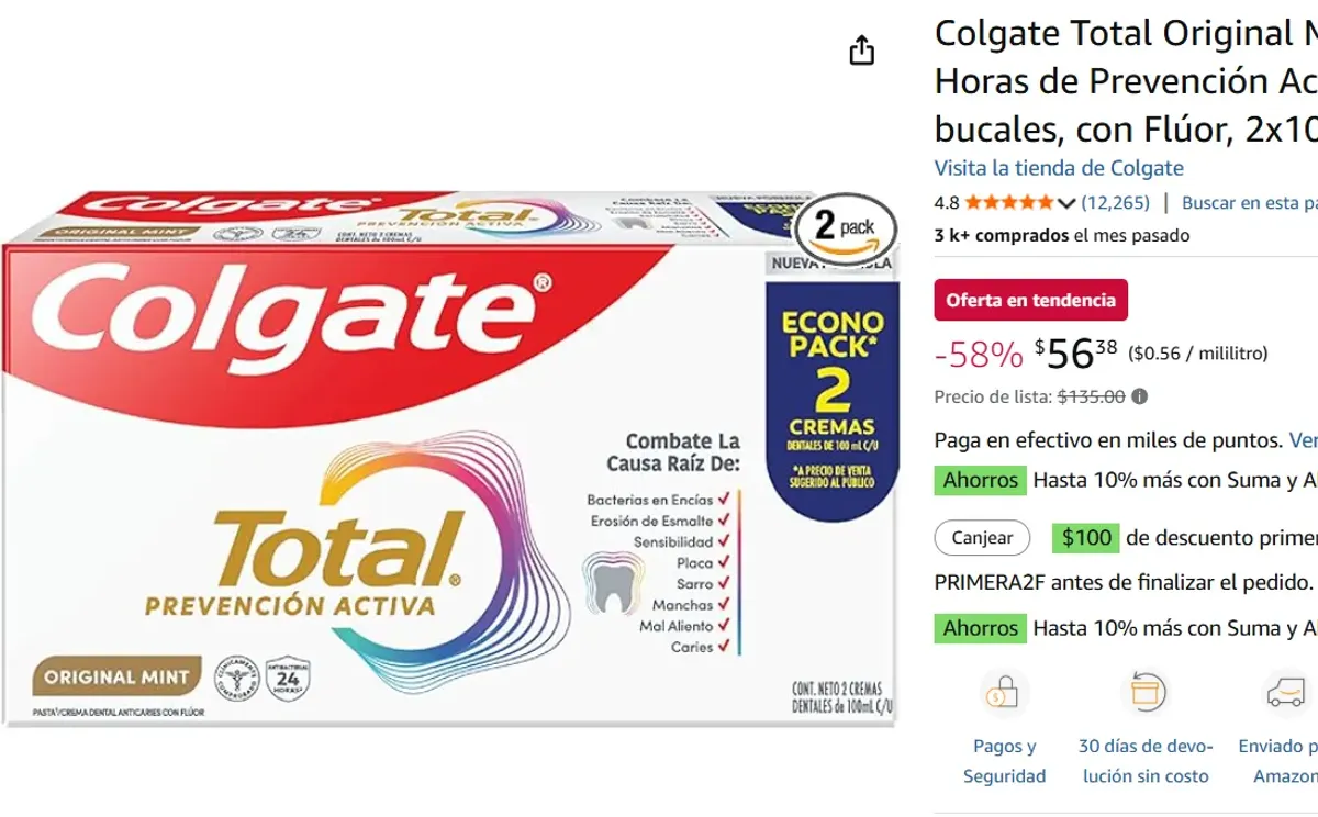 Pasta Dental, 24 Horas de Prevención , 2x100ml