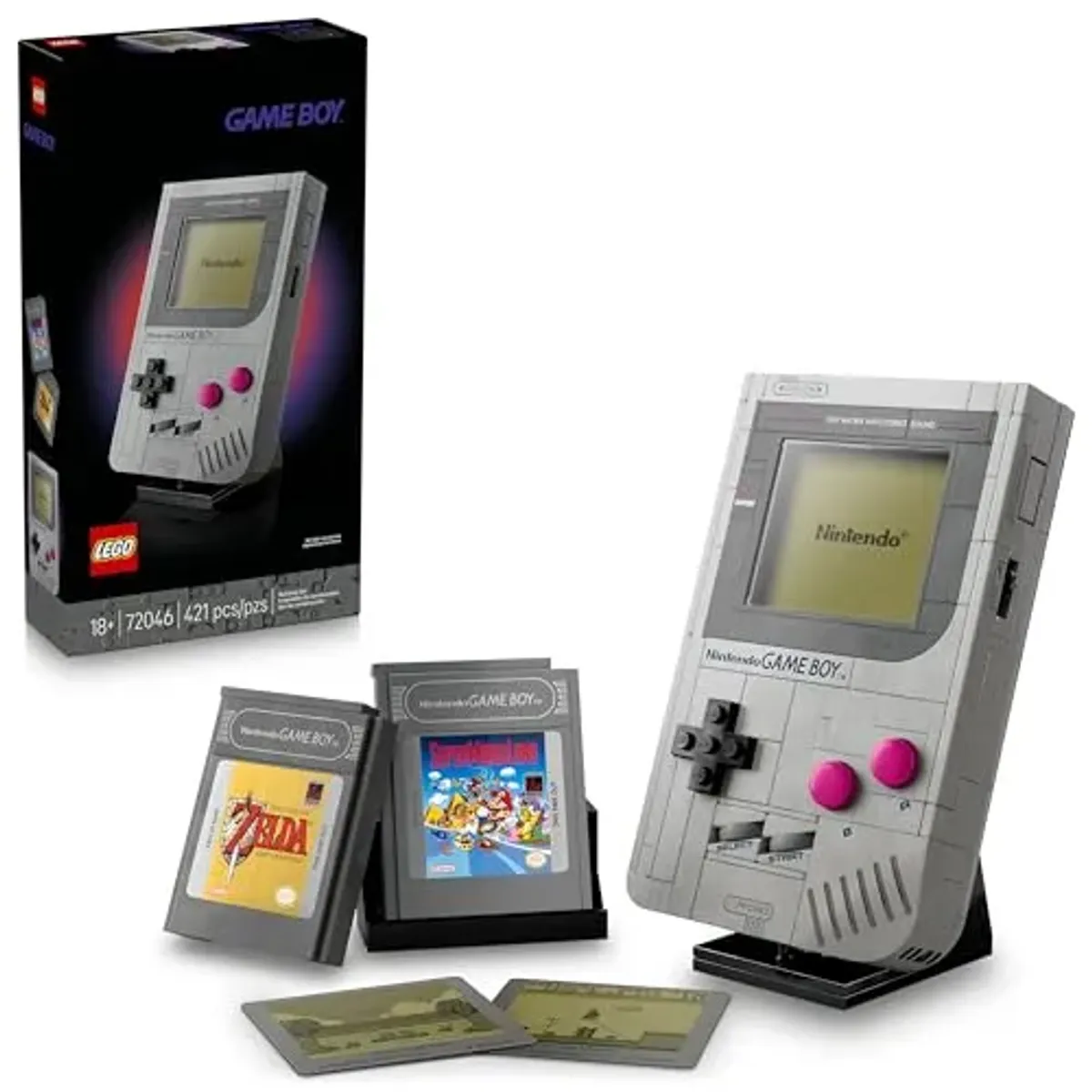 LEGO Game Boy Kit de Construcción de Modelo, Regalo para Jugadores y Fans Adultos de Nintendo, Set Coleccionable, Réplica Construible con Cartuchos Game Pak y Pantallas 72046