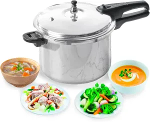 T-fal Olla Express de aluminio, versátil, con cinco sistemas de seguridad y fácil limpieza. Excelente opción para crear recetas de manera más rápida, fácil y segura, plateada, 7.6L, 921 80PC
