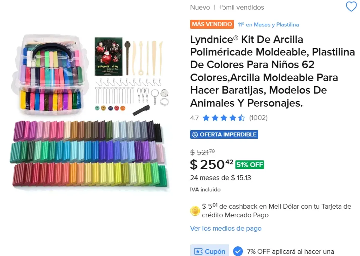 Plastilina De Colores Para Niños 62 Colores