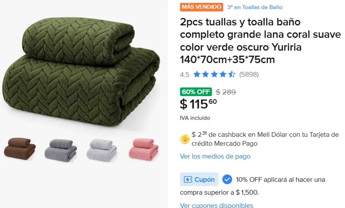 2pcs toalla baño 