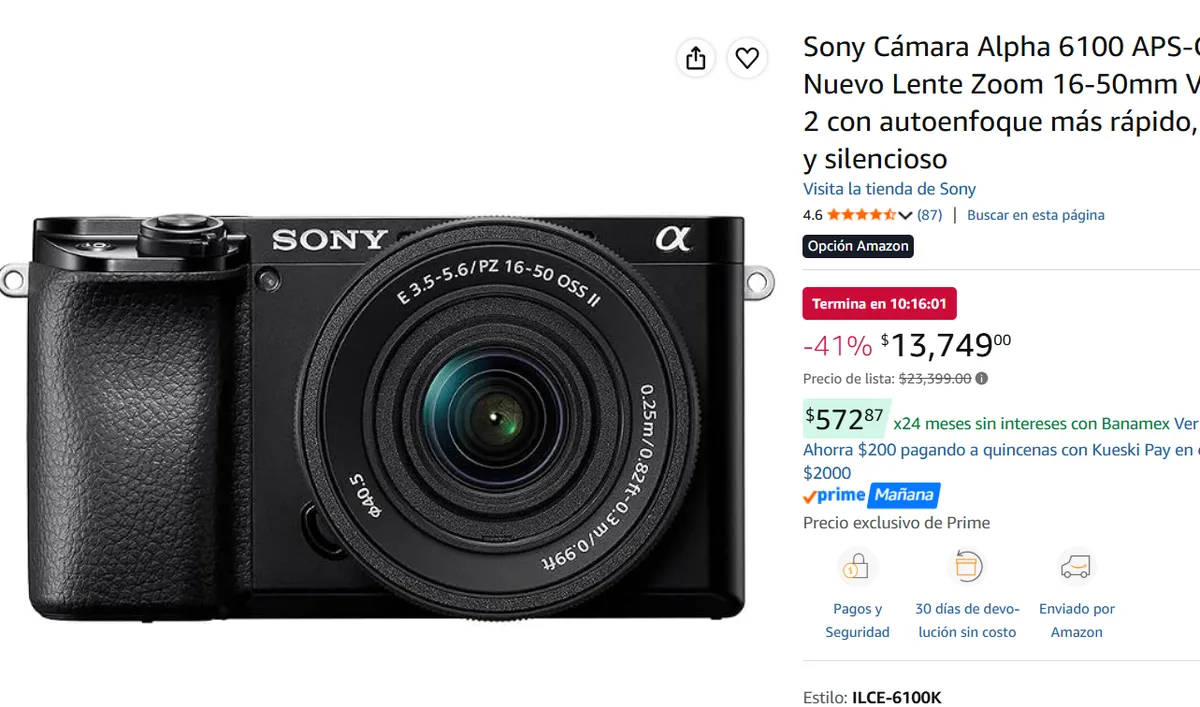Sony Cámara Alpha 6100 